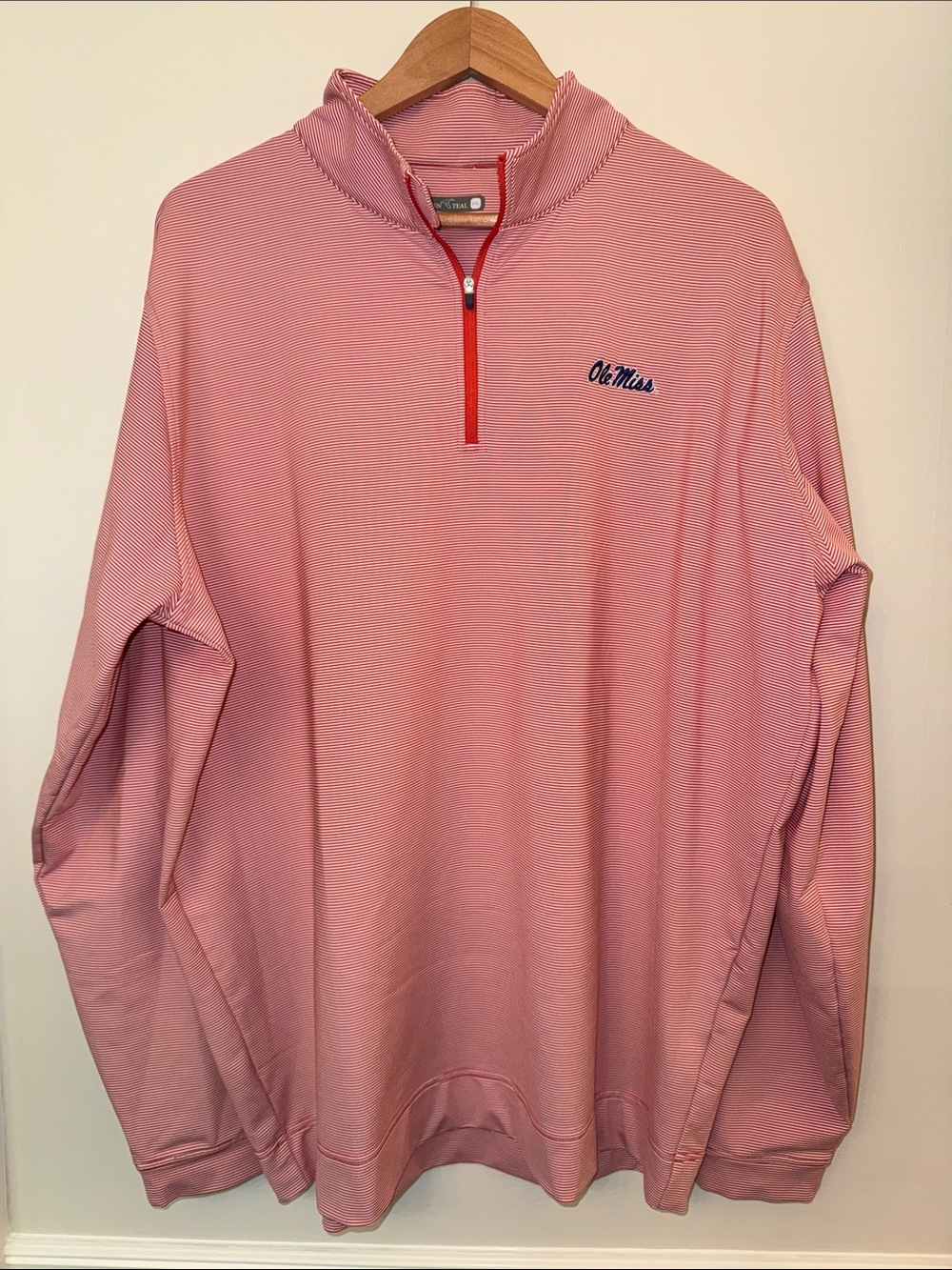 Ole Miss Genteal Pullover XXL Red 1/4 Zip Performance Bamboo Stretch Golf